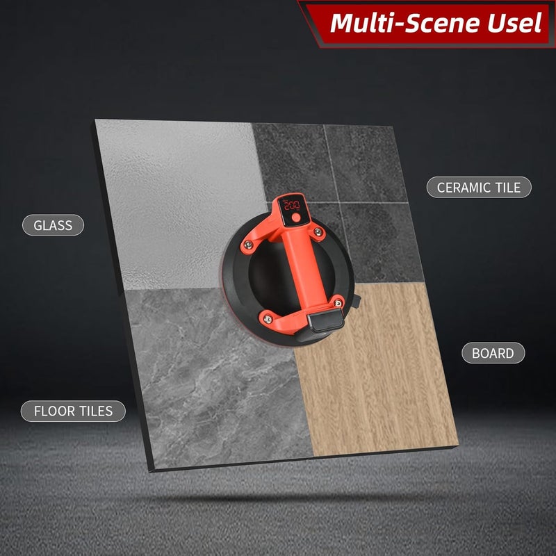 FALANS Glass Electric Suction Cups - 8" Heavy Duty Tile Suction Cup with 1500mAh Batteries,LCD Display - 440 LBS/200 KG Load Auto Stop/Suction Vacuum Cups - Image 2